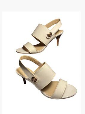 Coach Marla Kitten Heel Patent Leather Sandals Turnlock with Box  7.5  Good Cond